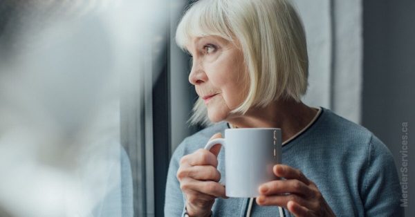 senior woman with coffee mug